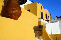 The contrasting colors of Oia on the island of Santorini make this small village visually dynamic.